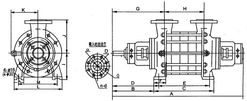 2.5GC-3.5、4GCGC型臥式多級離心泵外型尺寸圖